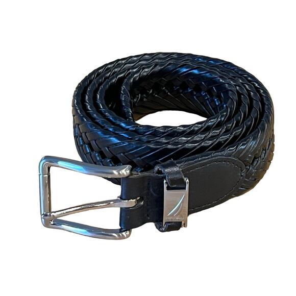 Nautica Black Braided Belt w/ J-Class Logo on Keeper, BHH 40/100 Handcrafted - Picture 1 of 9